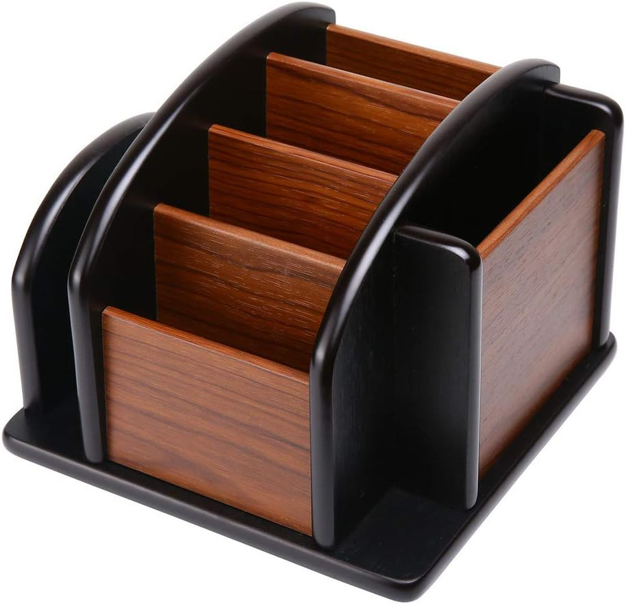Siveit Wooden Desk Organizer, Desktop Office Supplies Storage Remote Control Cad