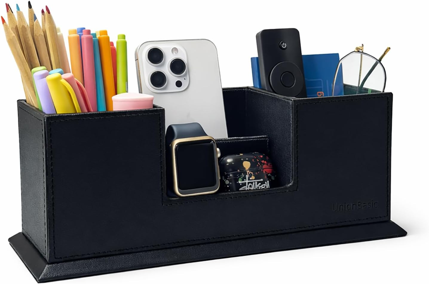 Desk Organizer, Desktop Caddy Leather Multi-Compartment Pen Holder Office Statio