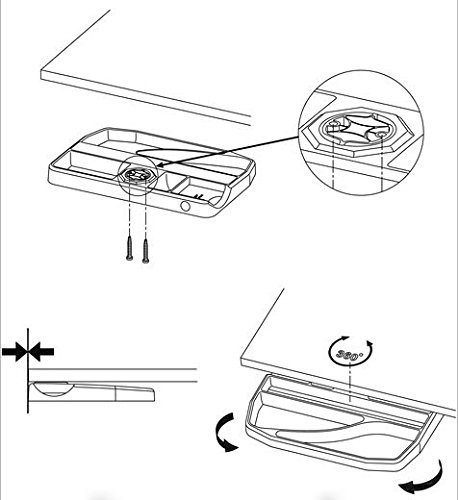 Screw-On Under Desk 360-Degree Swivel Drawer – Perfect Office Storage Accesso…