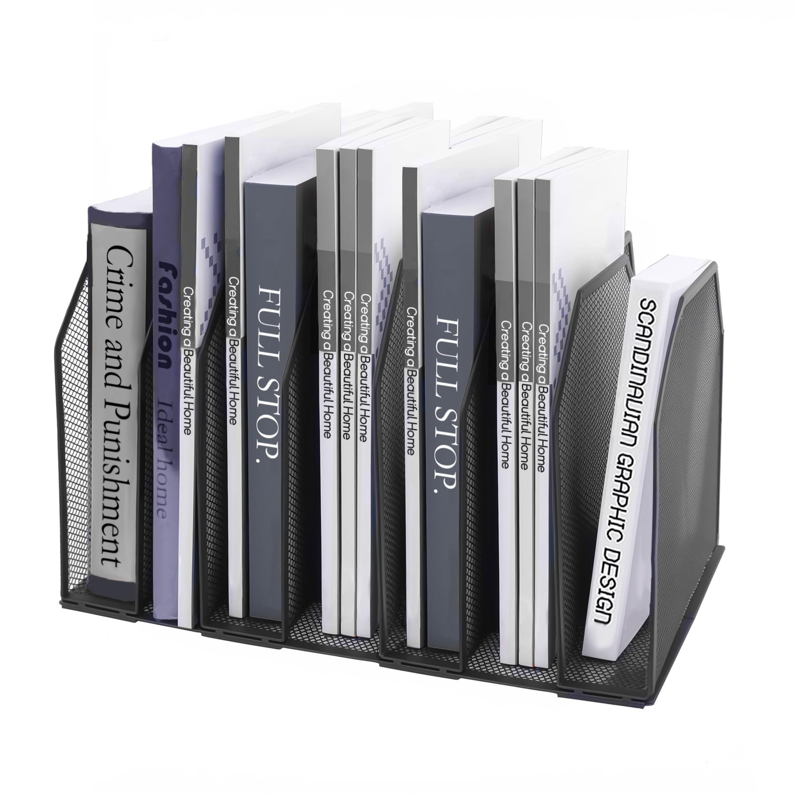 7Grid Adjustable Desk File Organizer Detachable Vertical Iron Holder Black