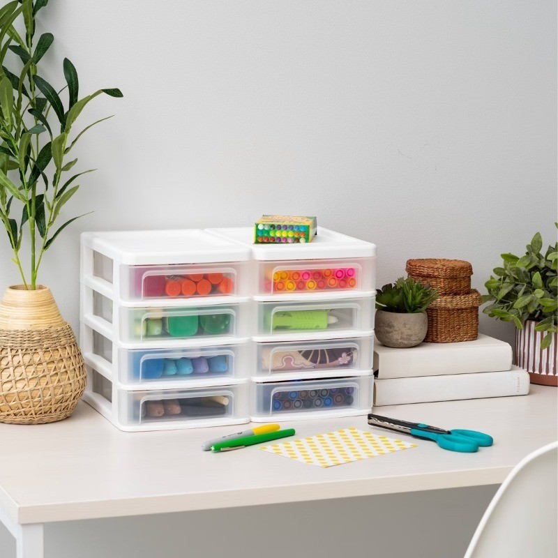 2pk 4 Drawer Desktop Organizer Compact White