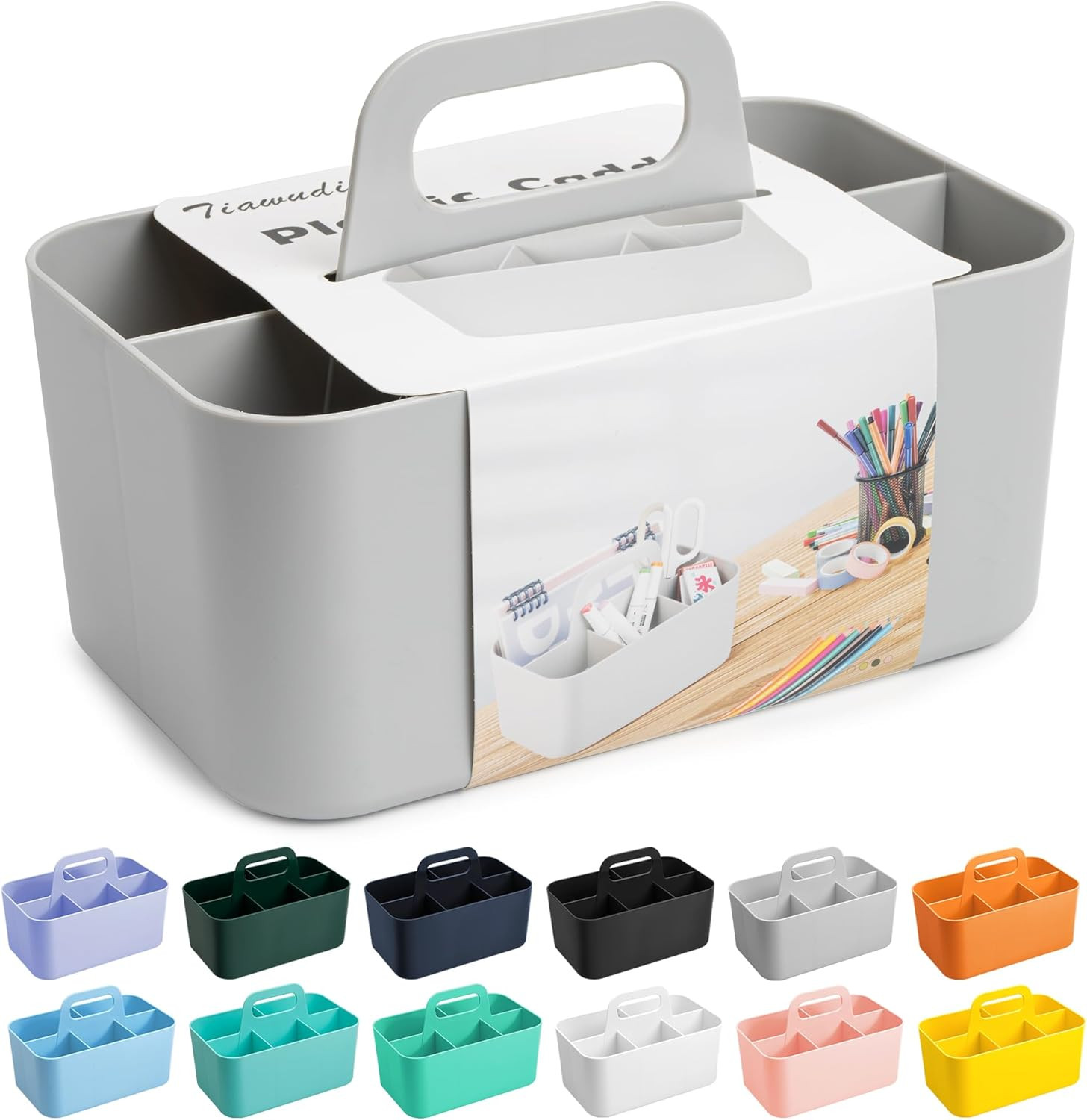 Tiawudi Multipurpose Caddy Organizer, Plastic with Rectangle, Gray