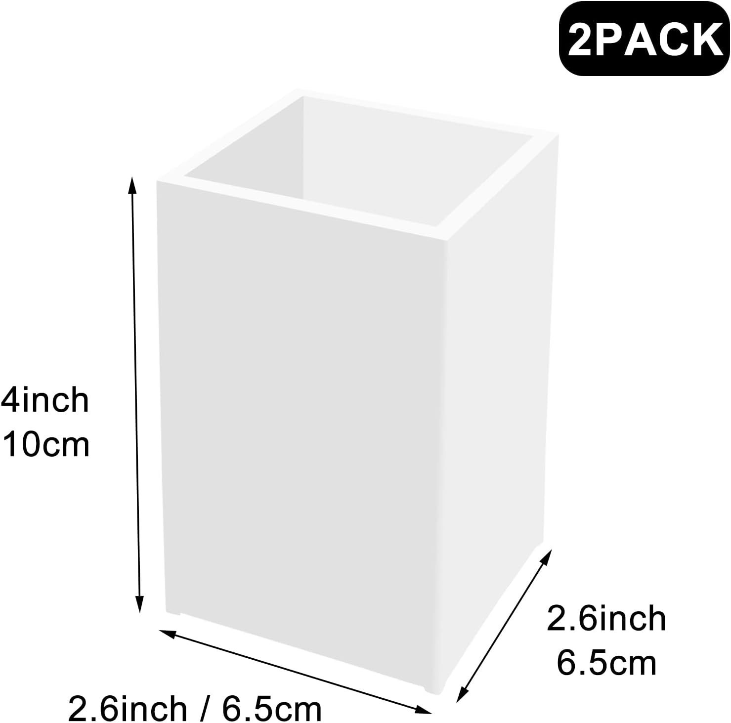 Space-Saving 2 Pack White Acrylic Pen & Brush Holders – Modern Office Accessory