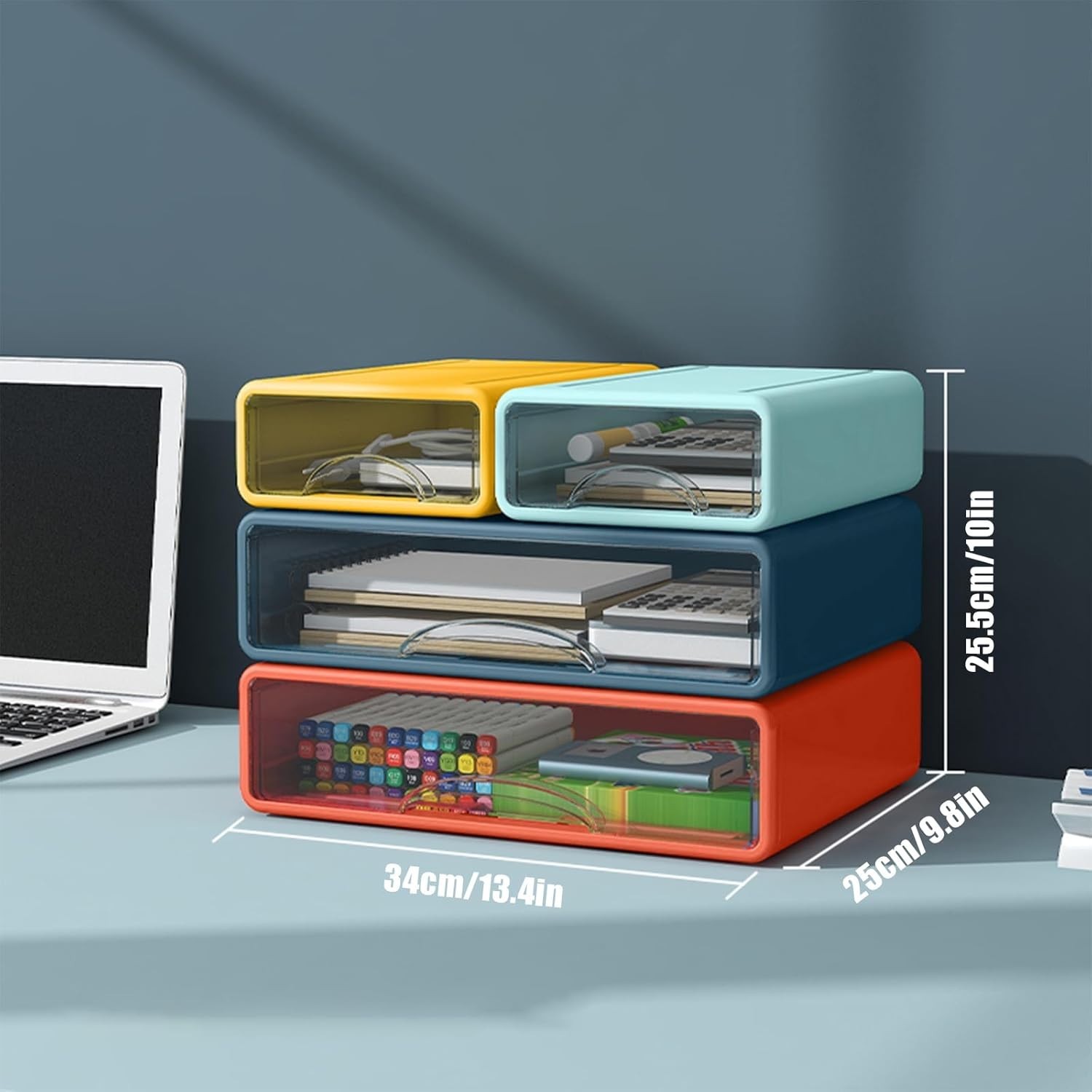 Desk Organizer with Drawers, Stackable Storage Drawers with Compartments Desktop