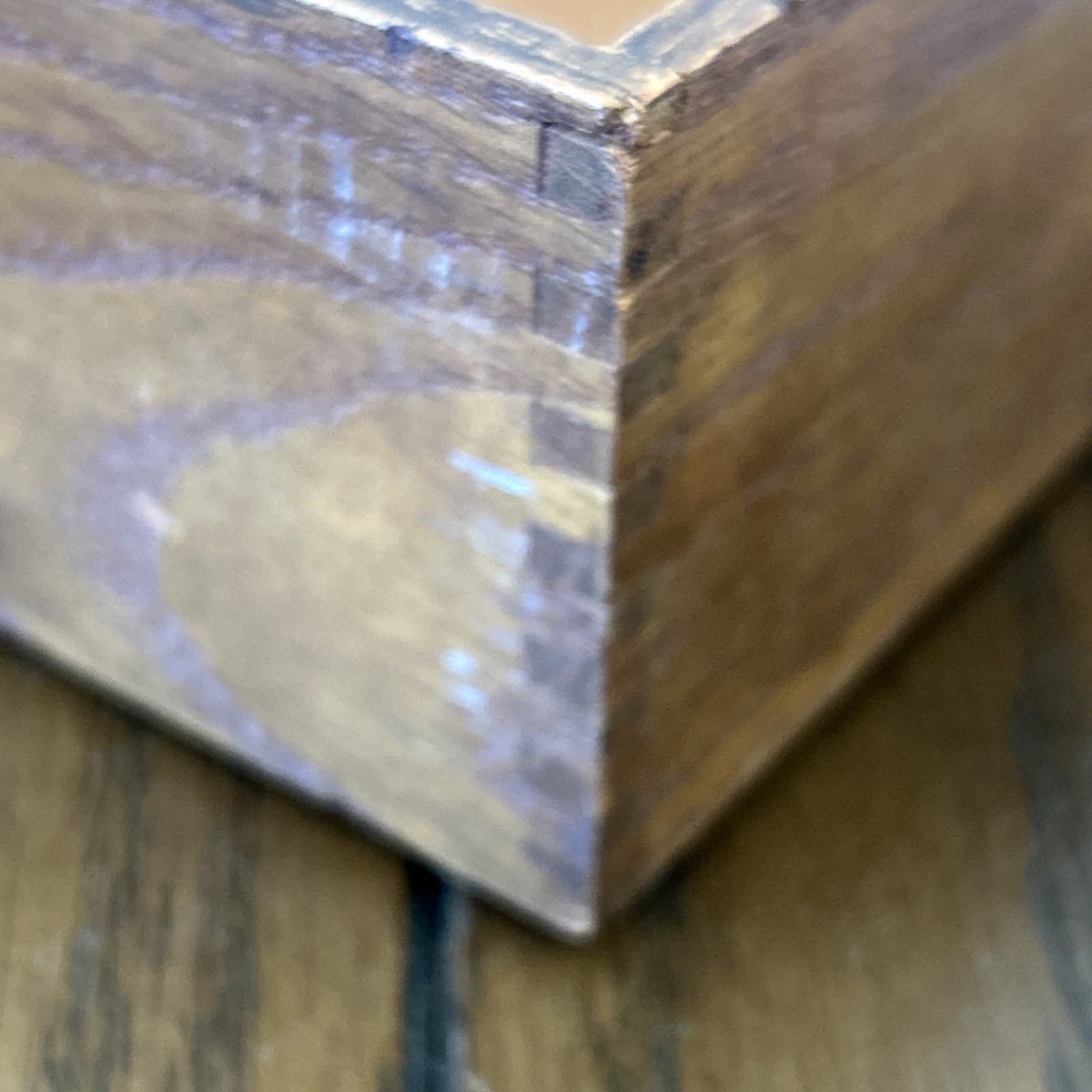 Vtg Wood Tray Desk Top In Out Letter Box Dovetail Paper Office Mail File 10″X12″