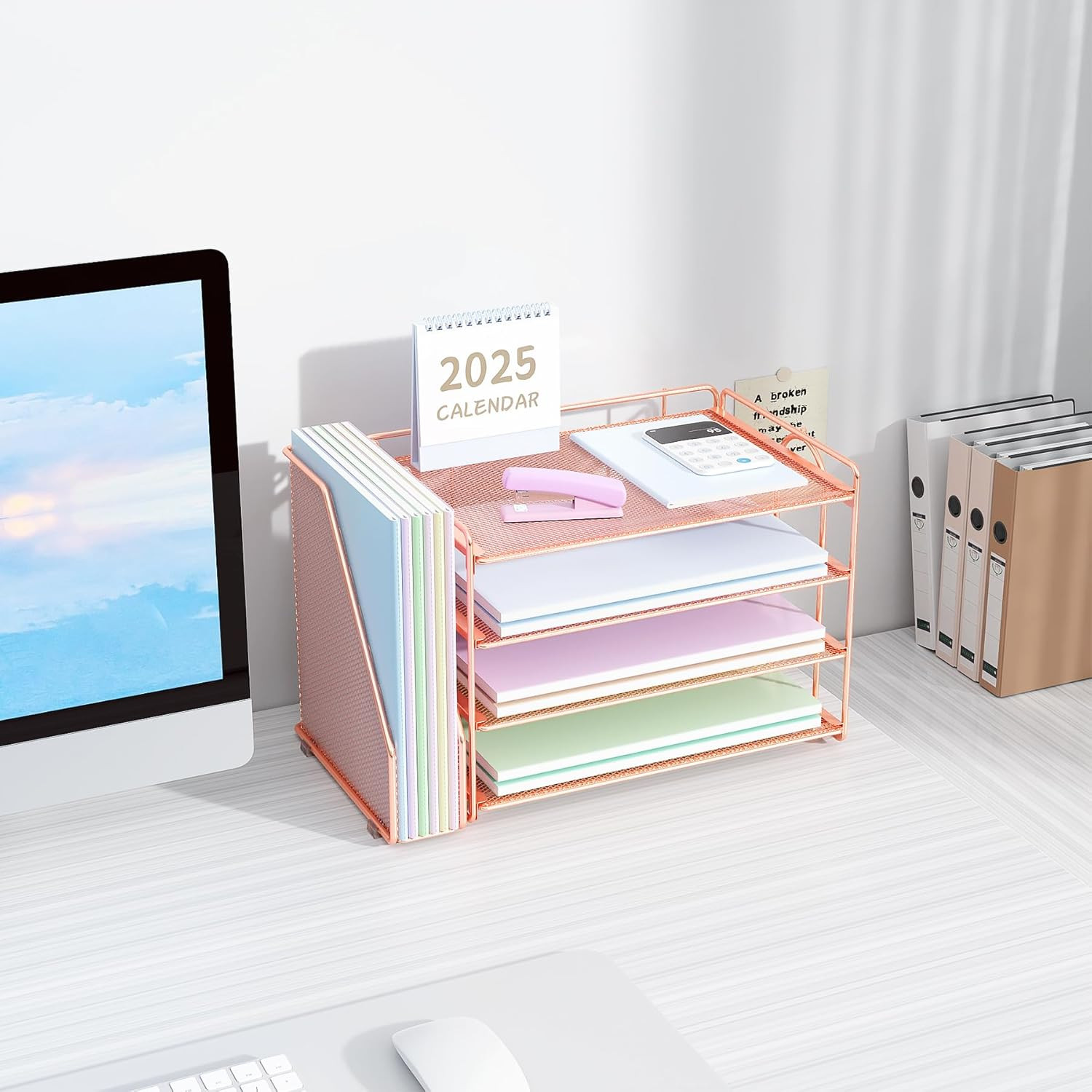 Desk Organizers and Accessories, Paper Organizer for Desk with File Organizer, D