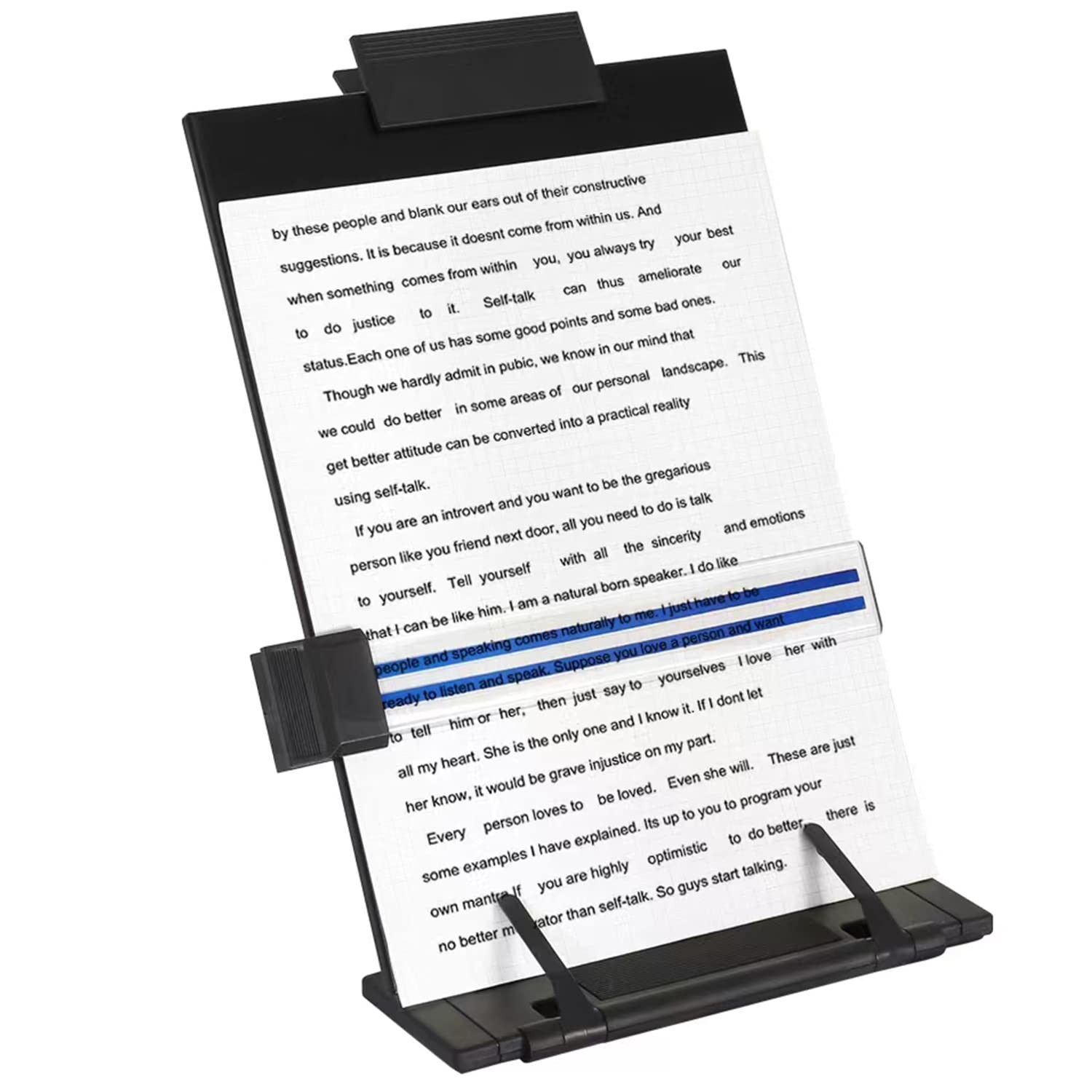 Desktop Document Holder Stand With 7 Adjustable Positions, Black Metal