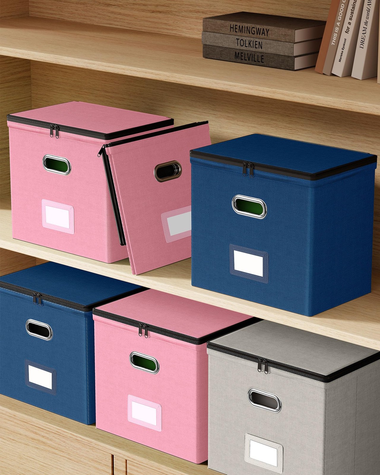Oterri File Organizer Boxes with Lids, Small-1 Pack Without Folders, Beige