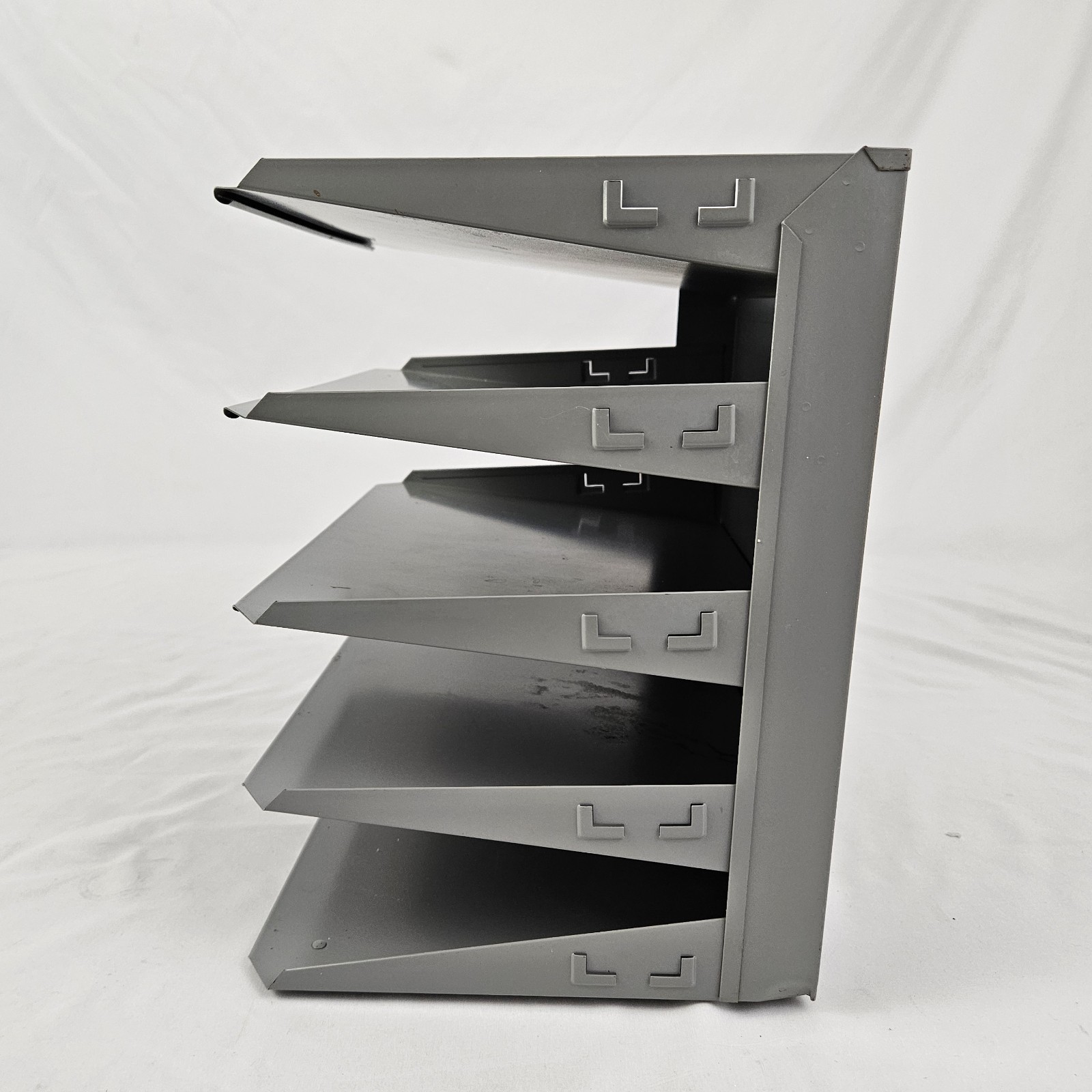Steel Desk Top File Organizer Letter Sorter Mid-Century Modern Gray Vintage MCM