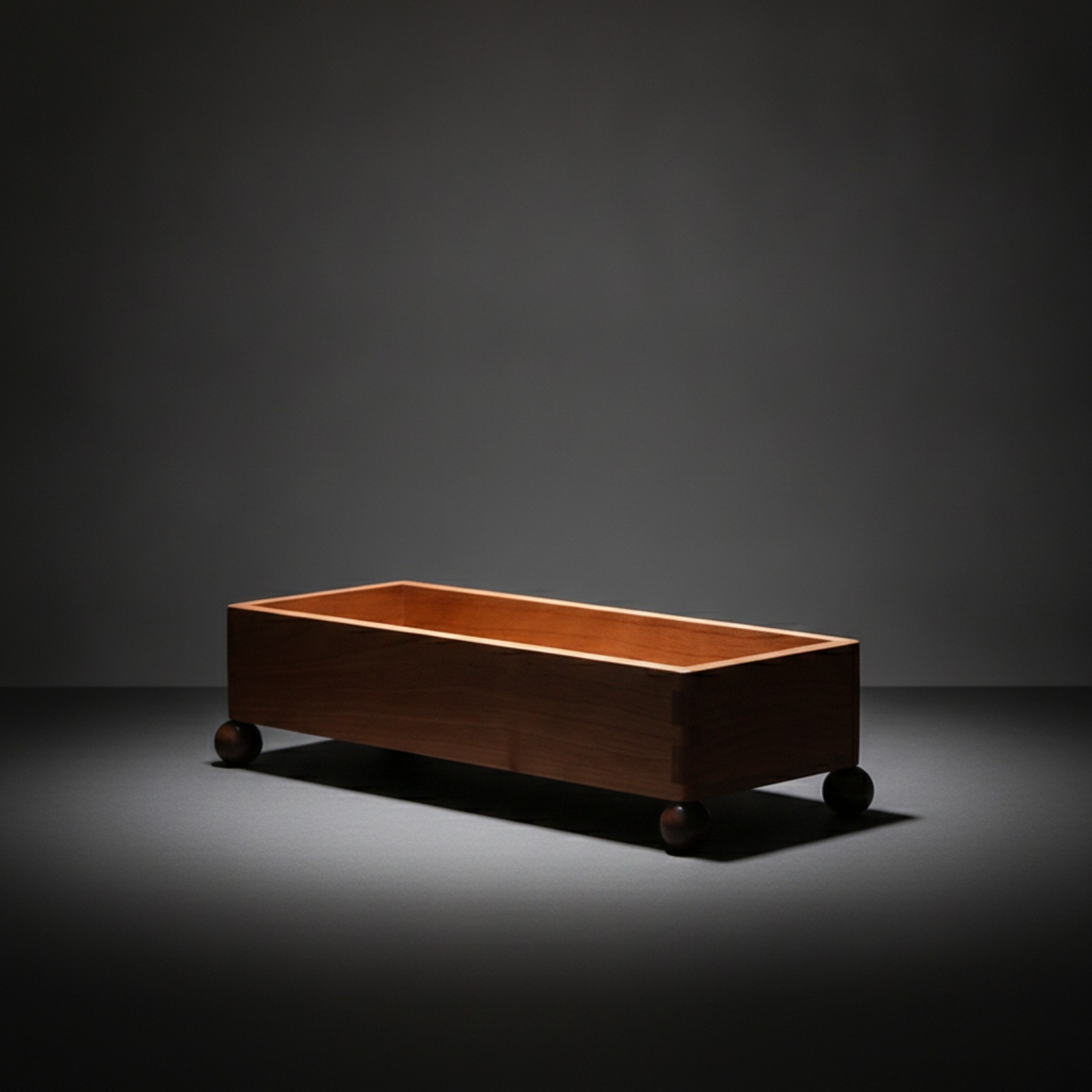 Wooden Tray with Feet Rectangular Wood Storage Tray Elevated for Coffee Table