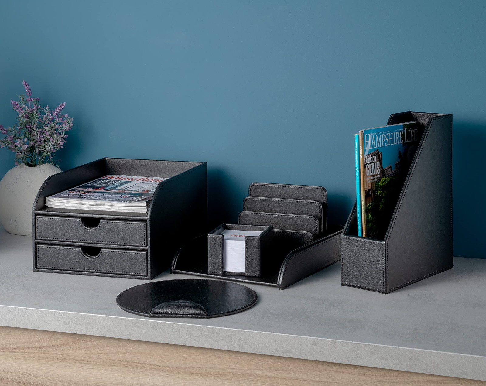 Black Faux Leather Letter Holder | Sorter | Post Rack | Envelope Organiser | …