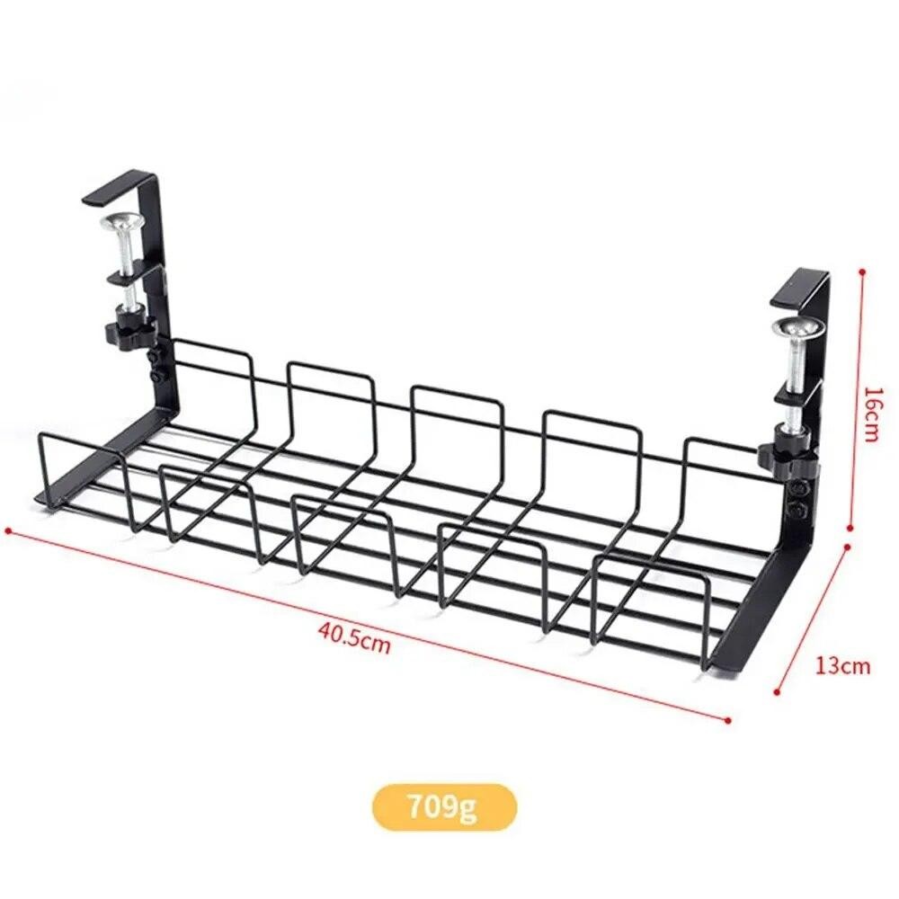 Under Desk Cable Management Tray Metal Wire Organizer Rack No Drill Storage