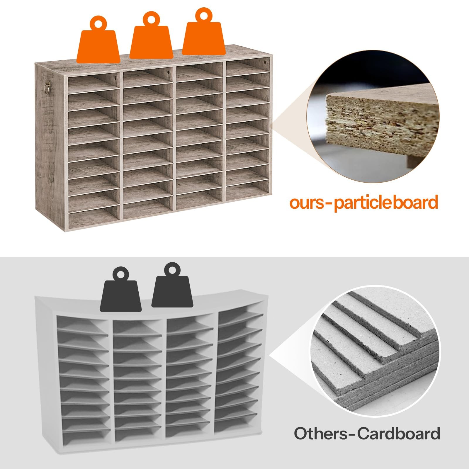Wooden Literature Organizer, 36-Slot Mail Sorters, Removable Classroom Mailbo…