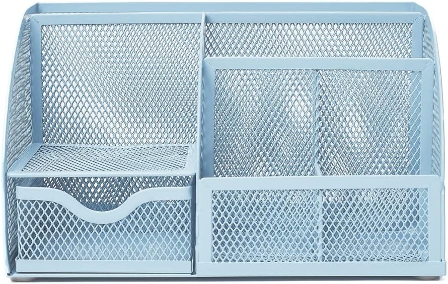 Stylish Blue Desk Organizer with Drawer – Office Essential