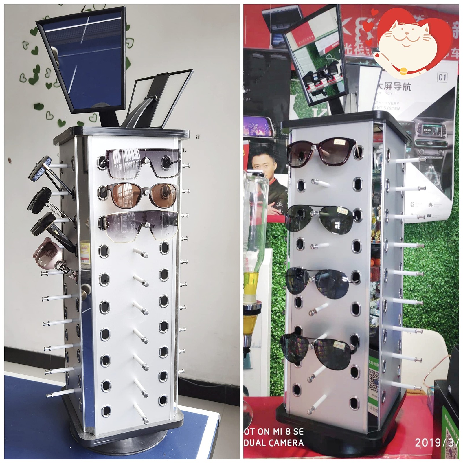 YIYIBYUS 360° Rotating Sunglasses Organizer Square;15 x 34.7inch, As shown