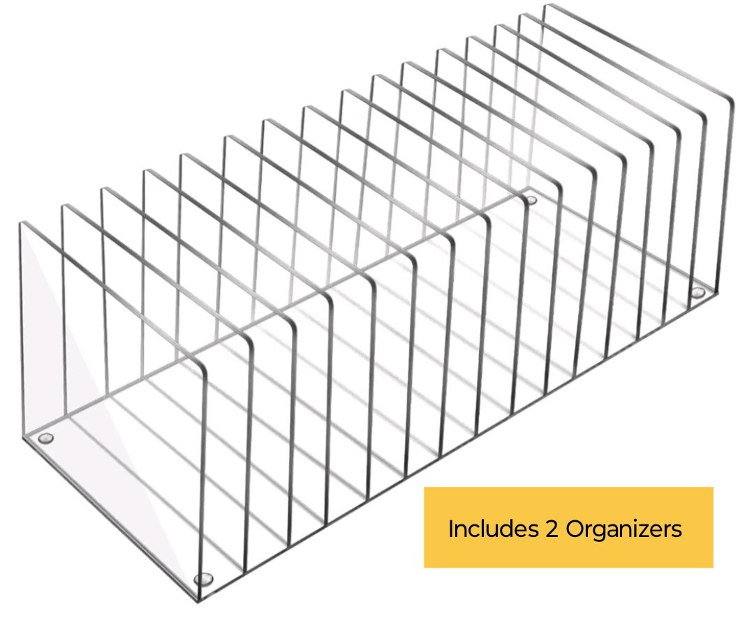 Acrylic Desk Top Organizer 15 Compartment for Books Files INCLUDES 2 Organizers
