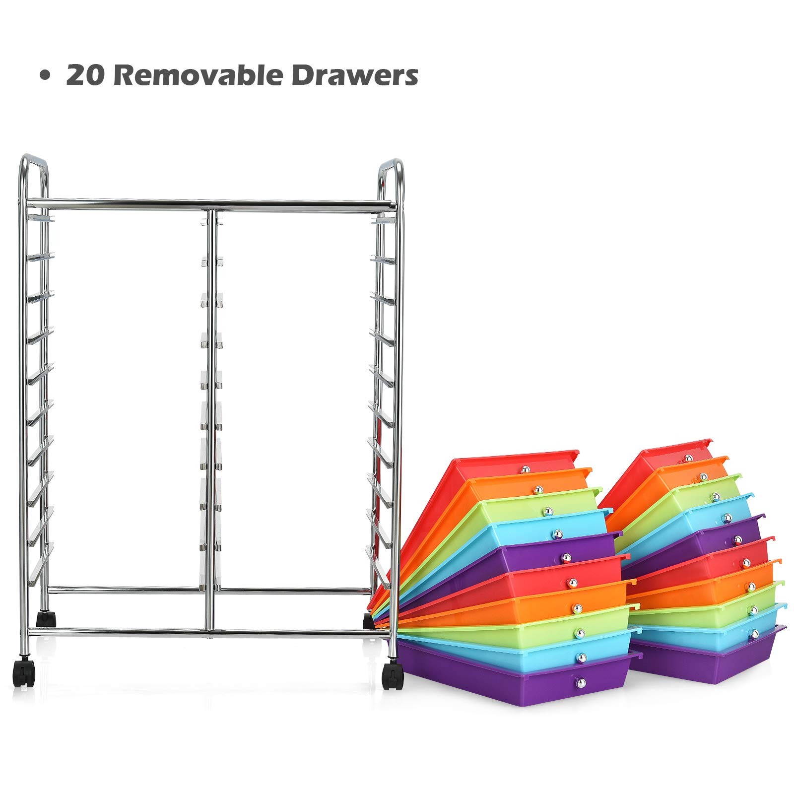 Giantex 20-Drawer Storage Drawer 25” x 15” x 35”(20 Drawers), Multicolor