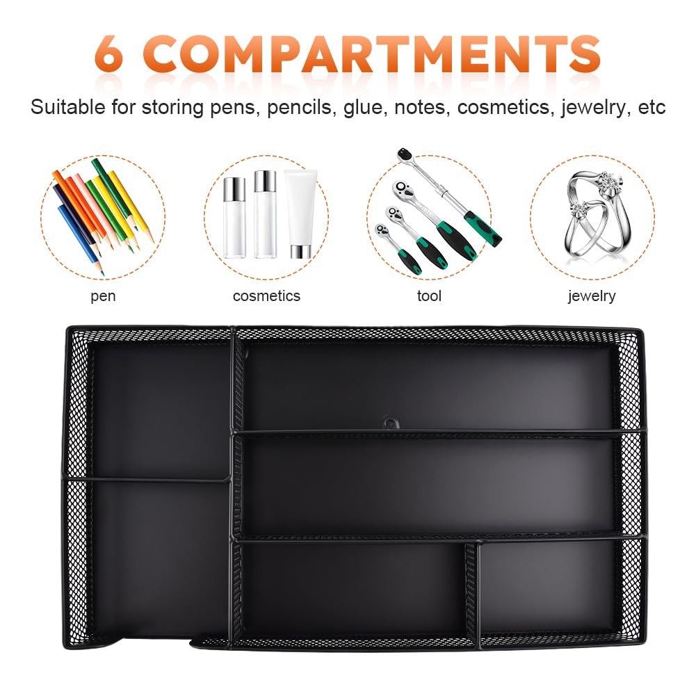 Loyanger Desk Drawer Organizer, Office Metal Mesh Divider Black