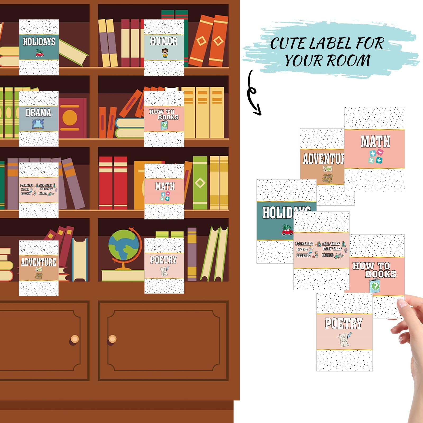56 Pcs Back to School Classroom Library Labels for School Genre Topic Book Cl…