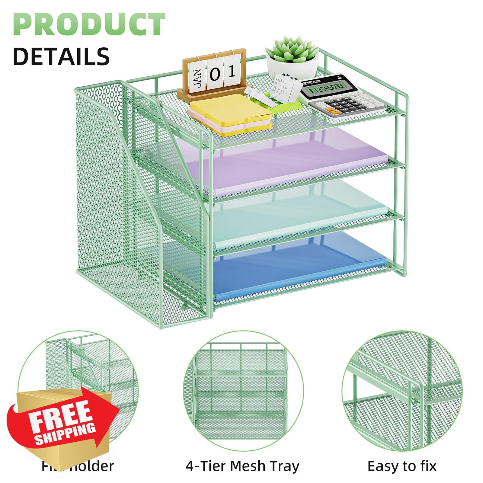 Marbrasse Green Desk Organizer