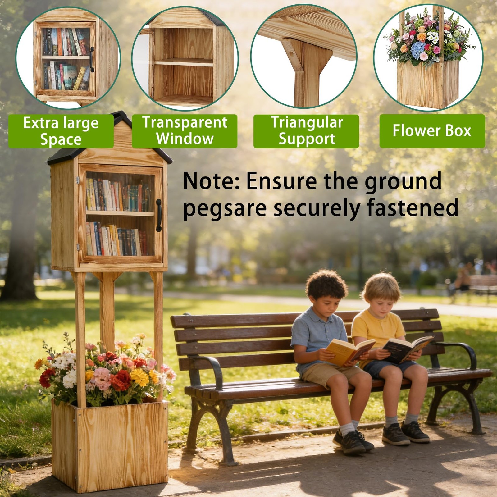 Little Library Box Outdoor with Floral Fence