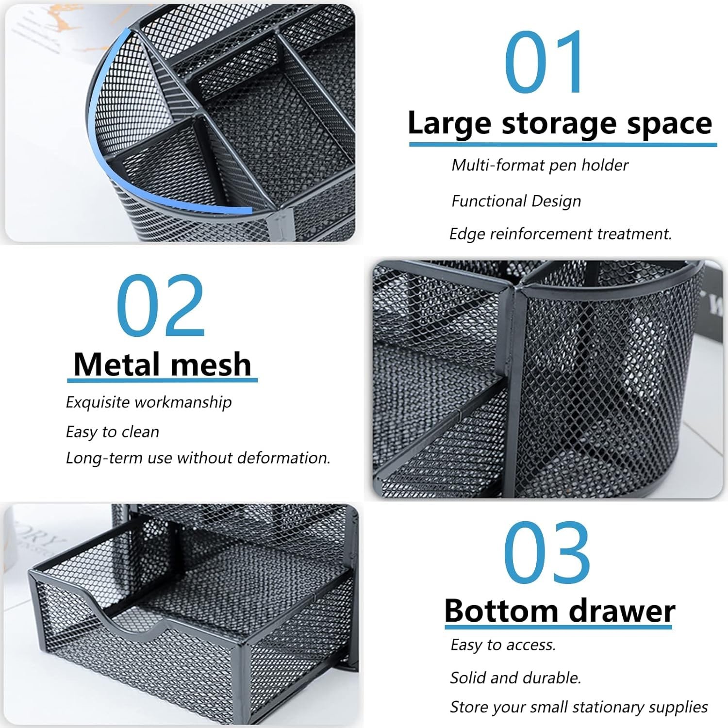 nuyooioo Mesh Desk Organizer, Basics Pen Holder and Organizer with Black