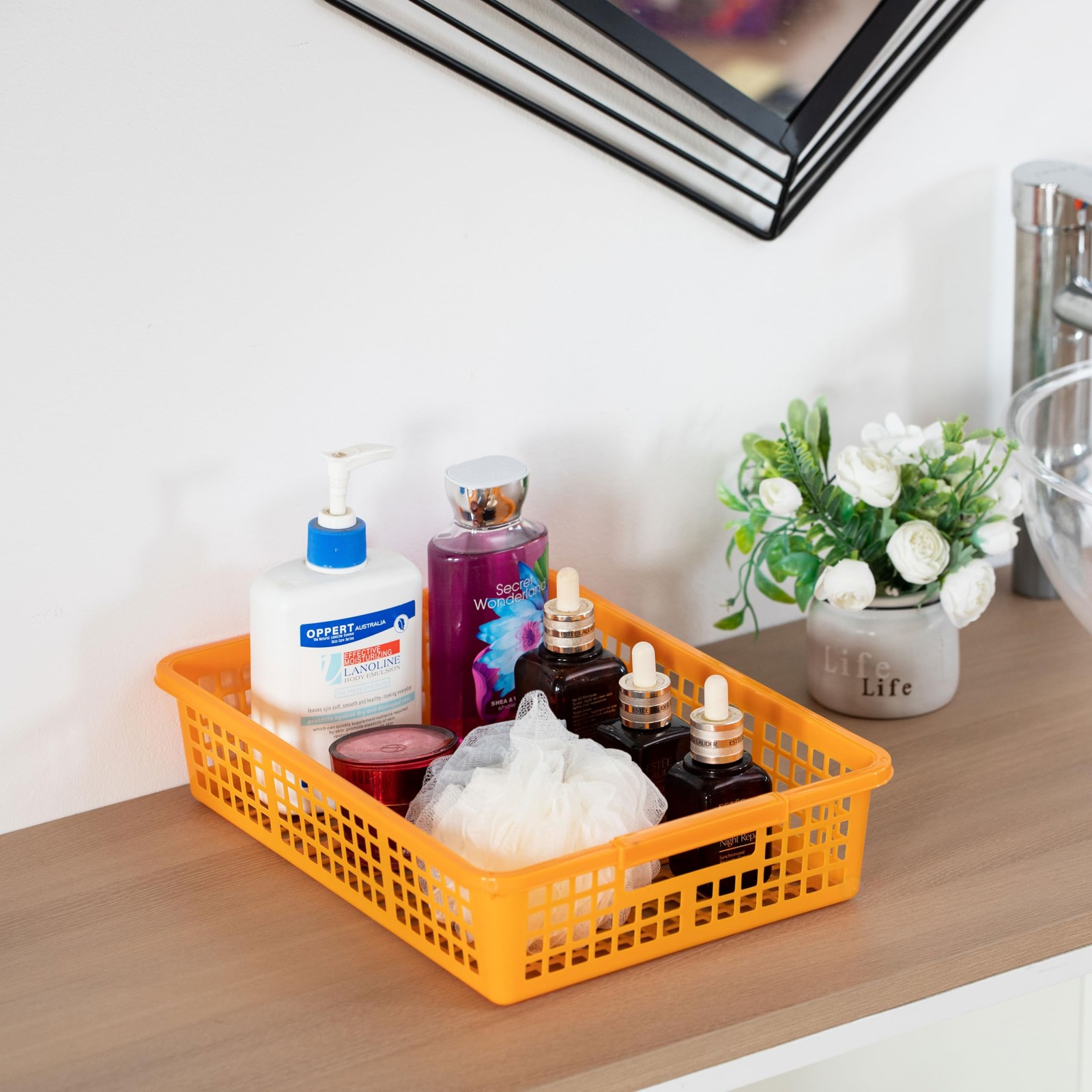 6-pc Assorted Colors Plastic Storage Basket Stackable Organizers for Paper Bo…