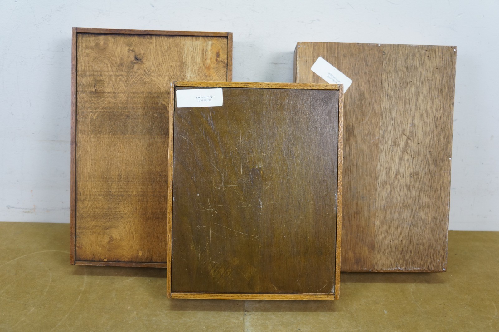 3 Vintage Quartersawn Oak Dovetailed File Tray Desk Organizers
