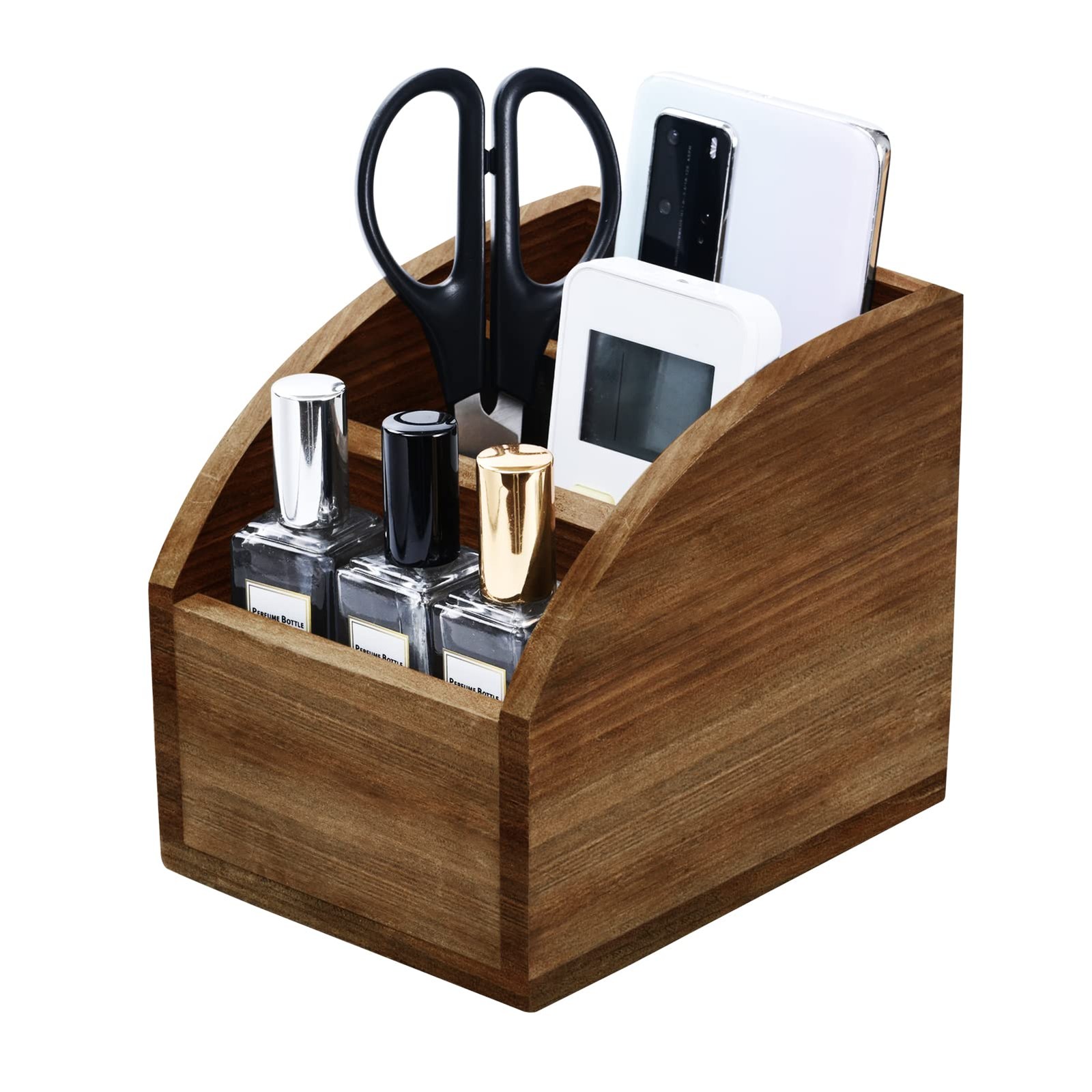 OKSQW Rustic Vintage Wooden Desk Organizer Farmhouse Wood Light Brown-S