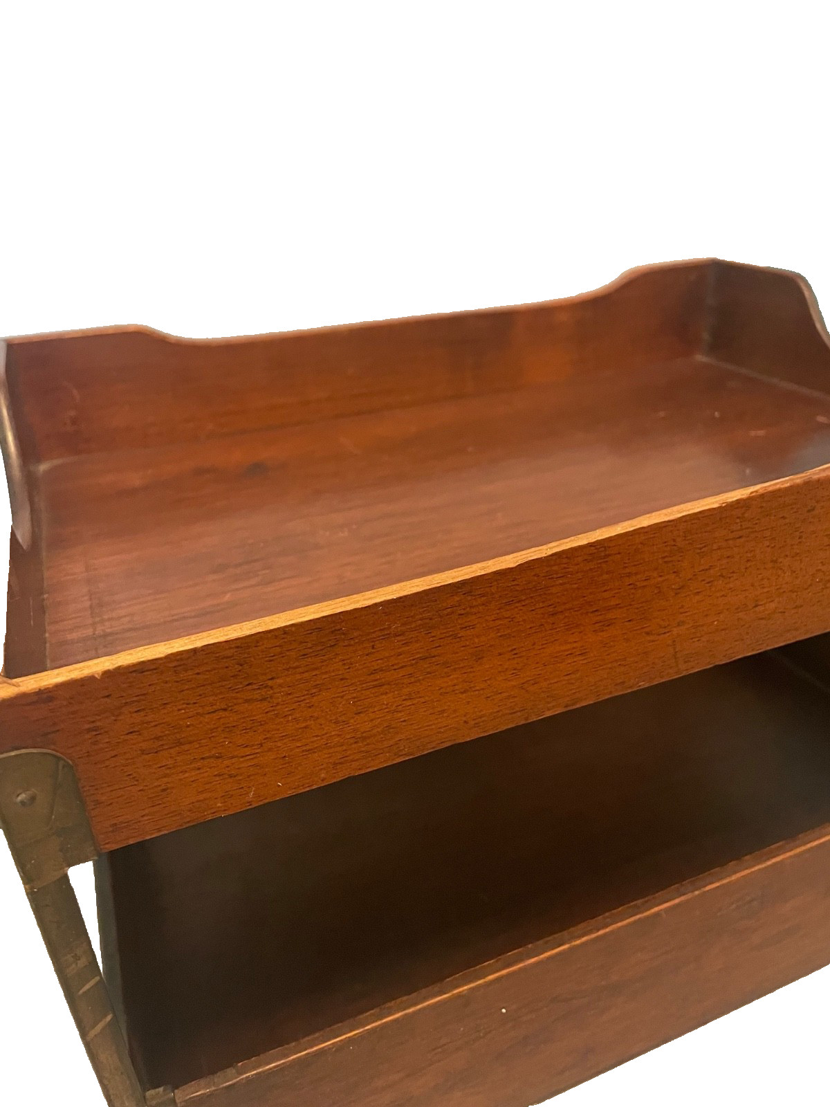 Vintage Wood Metal Letter Tray 2 Tier Desk Organizer Stacking File Damaged