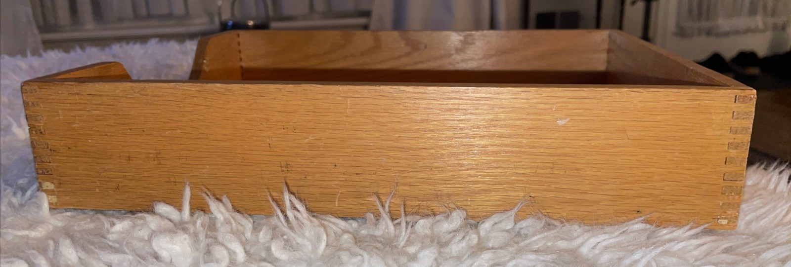 Vintage Hedges Paper Tray THE LINE #1721 Dovetail Oak Wood Box Letter File Desk
