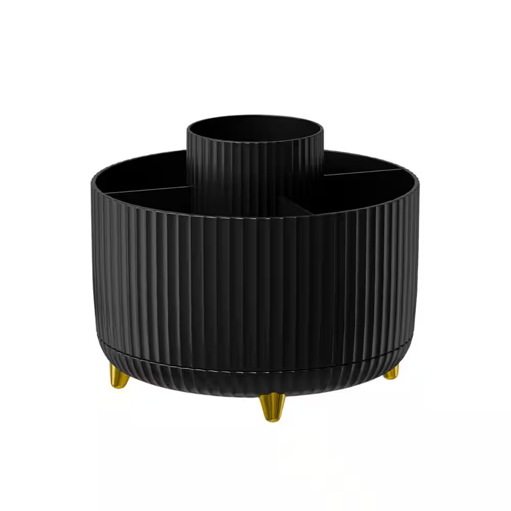 5 Compartments ABS Plastic Rotating Desk Organizer with 360-Degree Rotation for