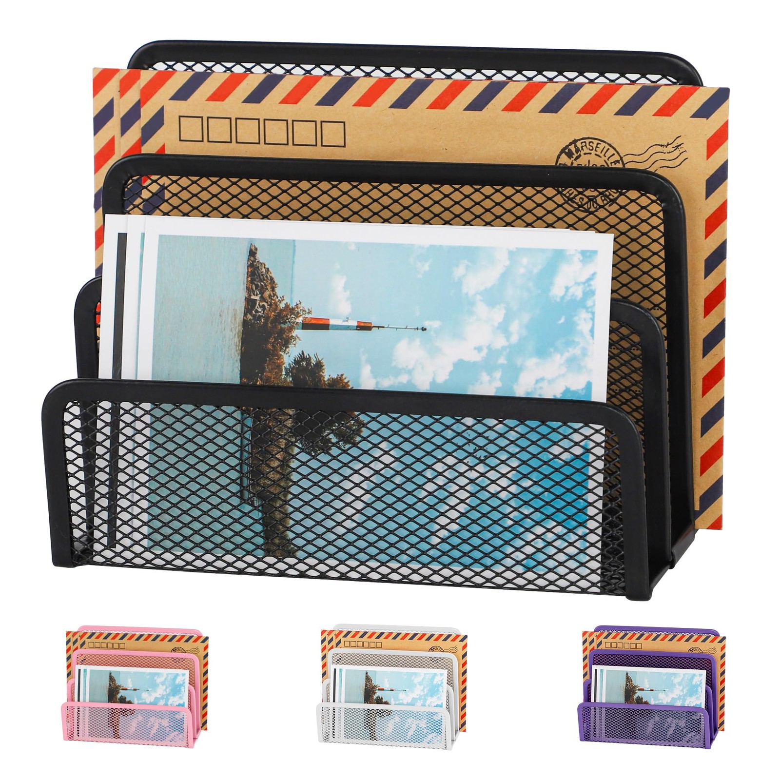 EASEPRES Desk Mail Organizer, Office Small Desktop Metal Mesh 1 Pack, Black