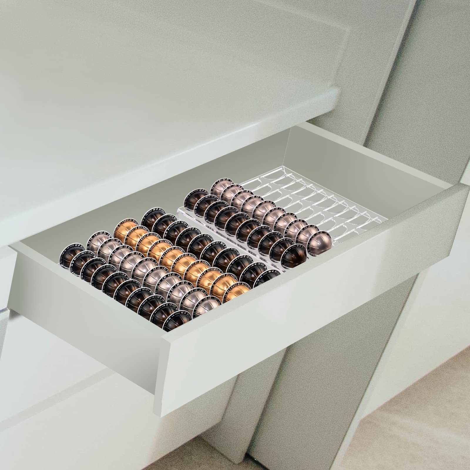 SUMERFLOS Coffee Pod Holder Storage Tray 40 Pods-1 Pack, clear-40 Pack