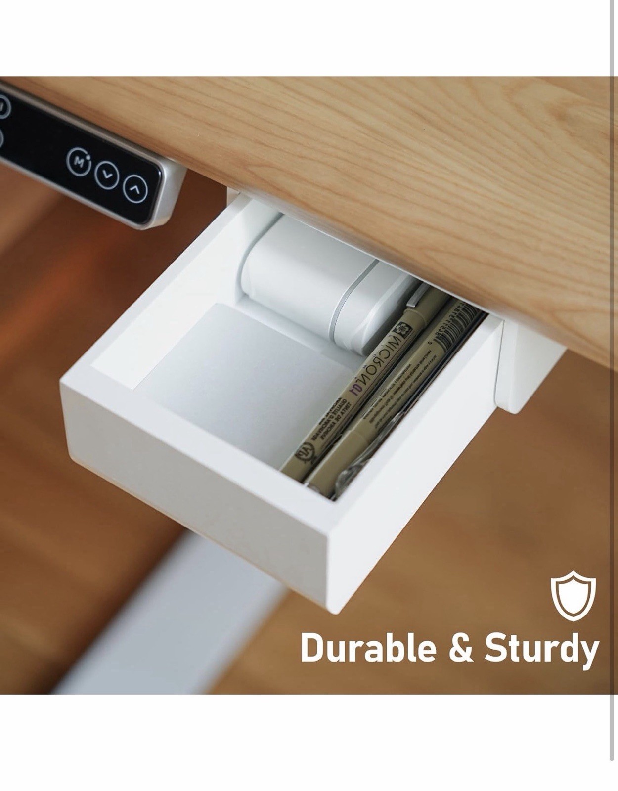 Bamboo Under Desk Drawer White 2 Pack Individually