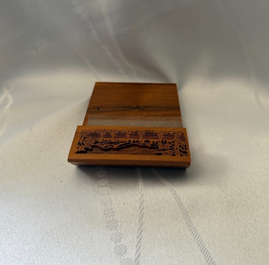 Wooden Laser Engraved Handcrafted Desk Organizer – For 3”x3” Sticky Note Holder
