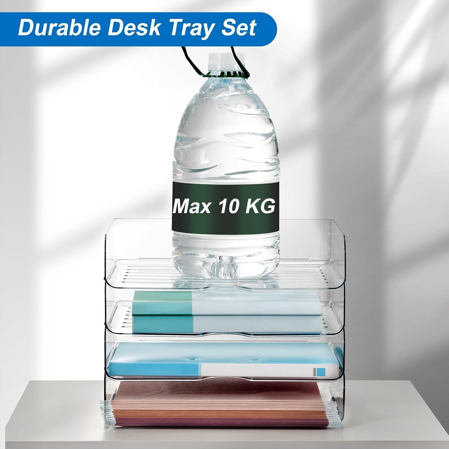 Desk Organizer & Storage,4-Tier Paper Letter Tray Organizers,Stackable Clear