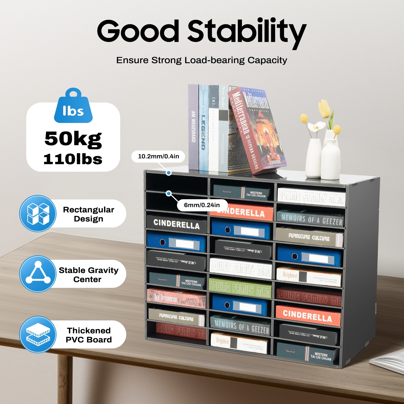 27 Slots File Sorter Literature Organizer Mail Paper Storage Holder Open Design