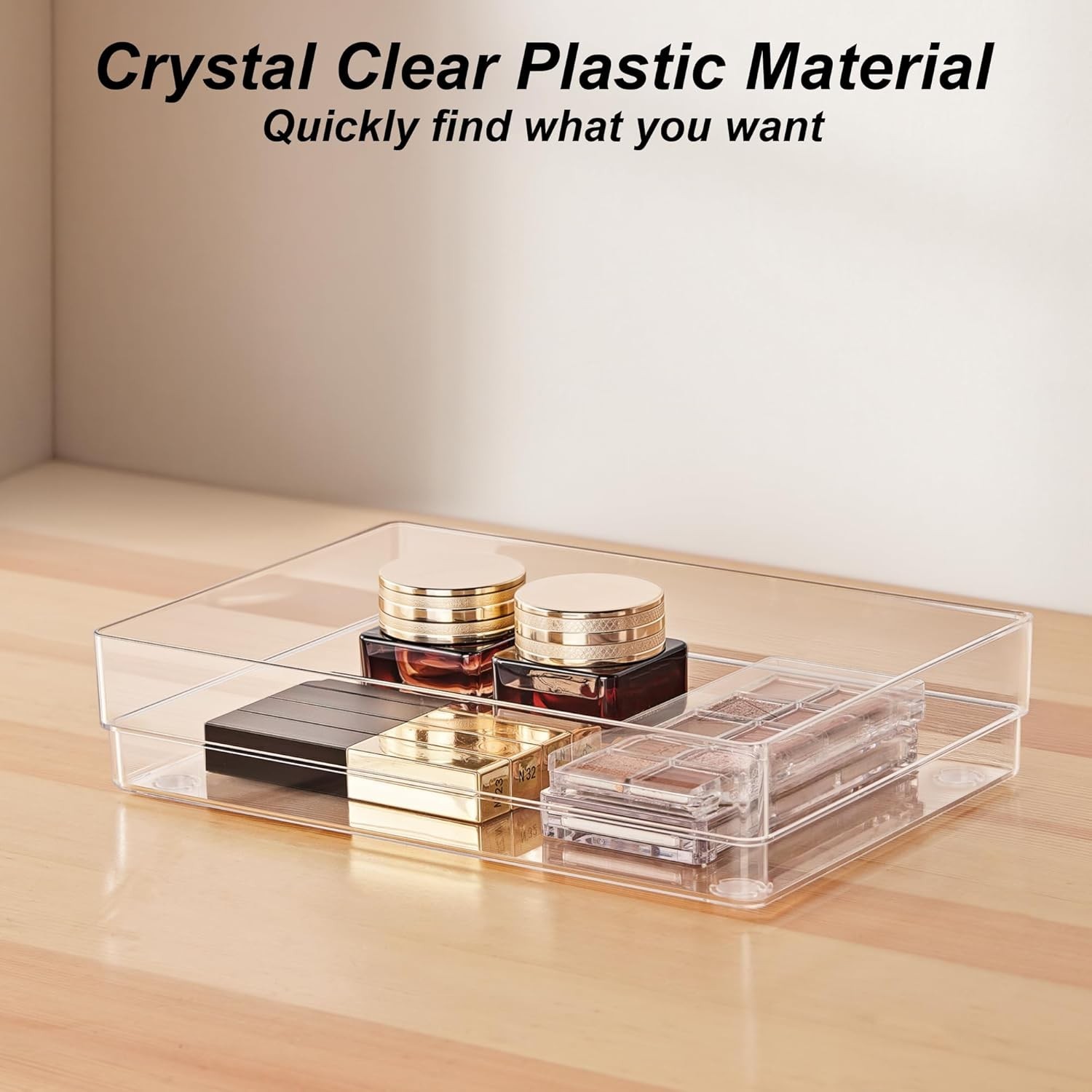 7-Piece Drawer Organizer with Non-Slip Silicone Pads, 4-Size Desk Drawer Orga…