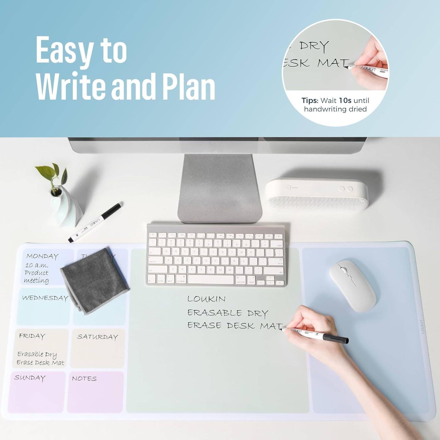 LOUKIN Erasable Dry Erase Desk Mat, 32″x14″ Mouse Pad, 32″x14″, Colorful