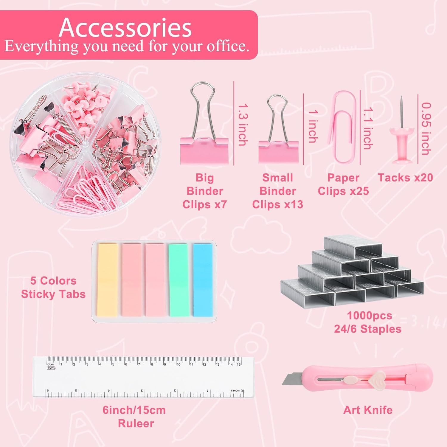 Pink Office Supplies, Pink Desk Accessories for Women, Cute Stapler and Tape …