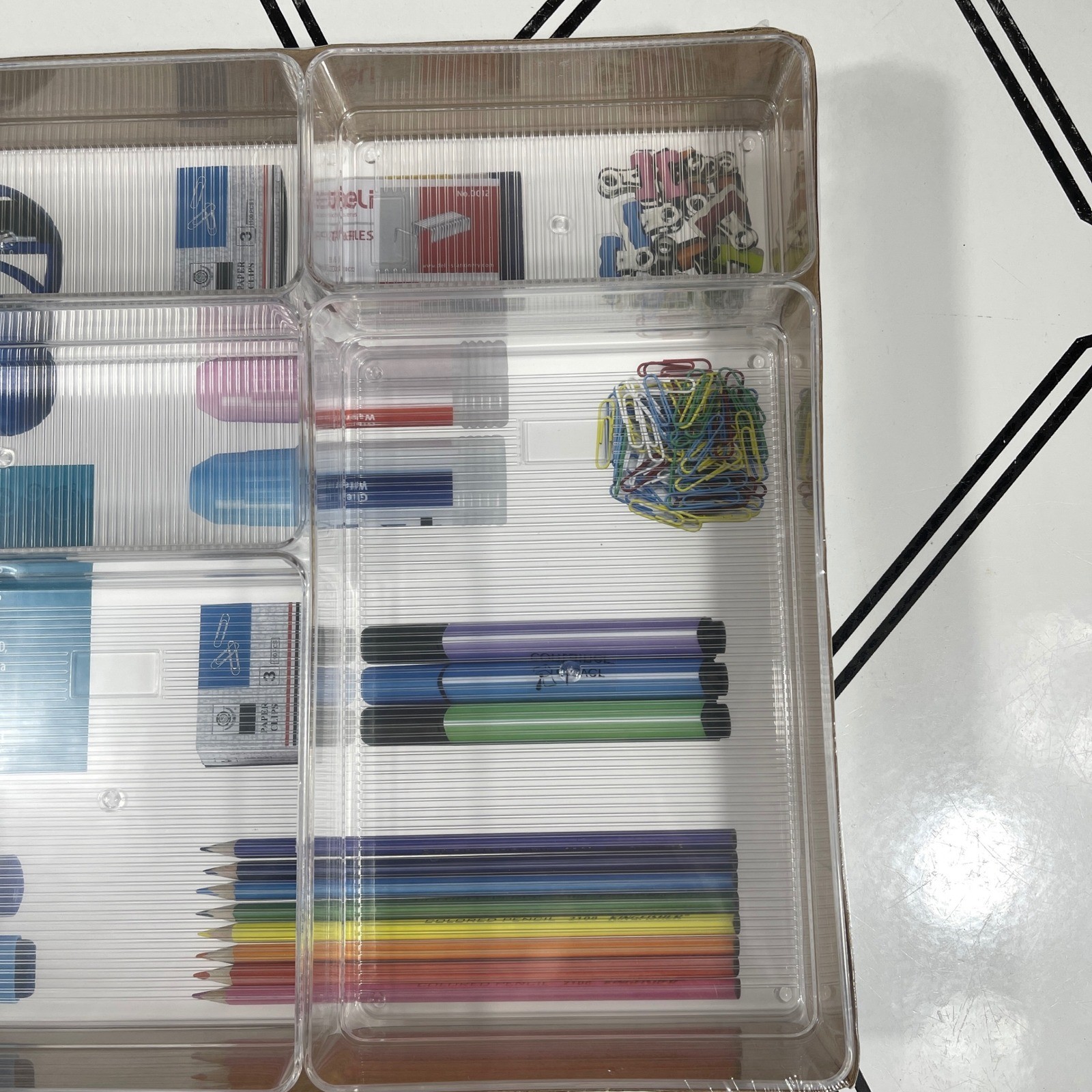 Stackable Drawer Organizer Clear Plastic Office Desk Supply Holder