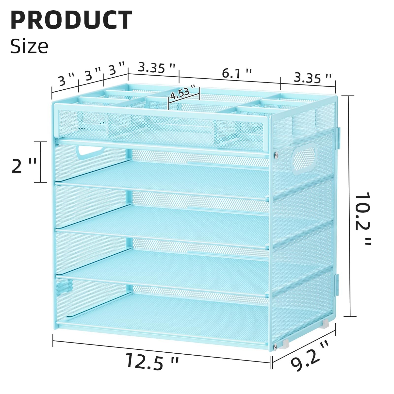 5 Tier Paper Organizer Letter Tray, Mesh Desk File Organizer with Handle, Pap…