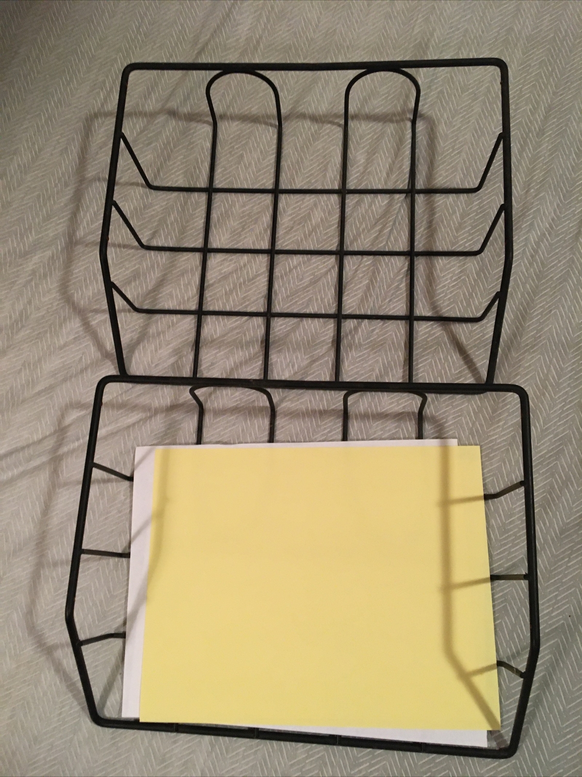 2 Metal Wire Letter Baskets, Matte Black Desk Accessory Bins about 10 x 13” x 3”
