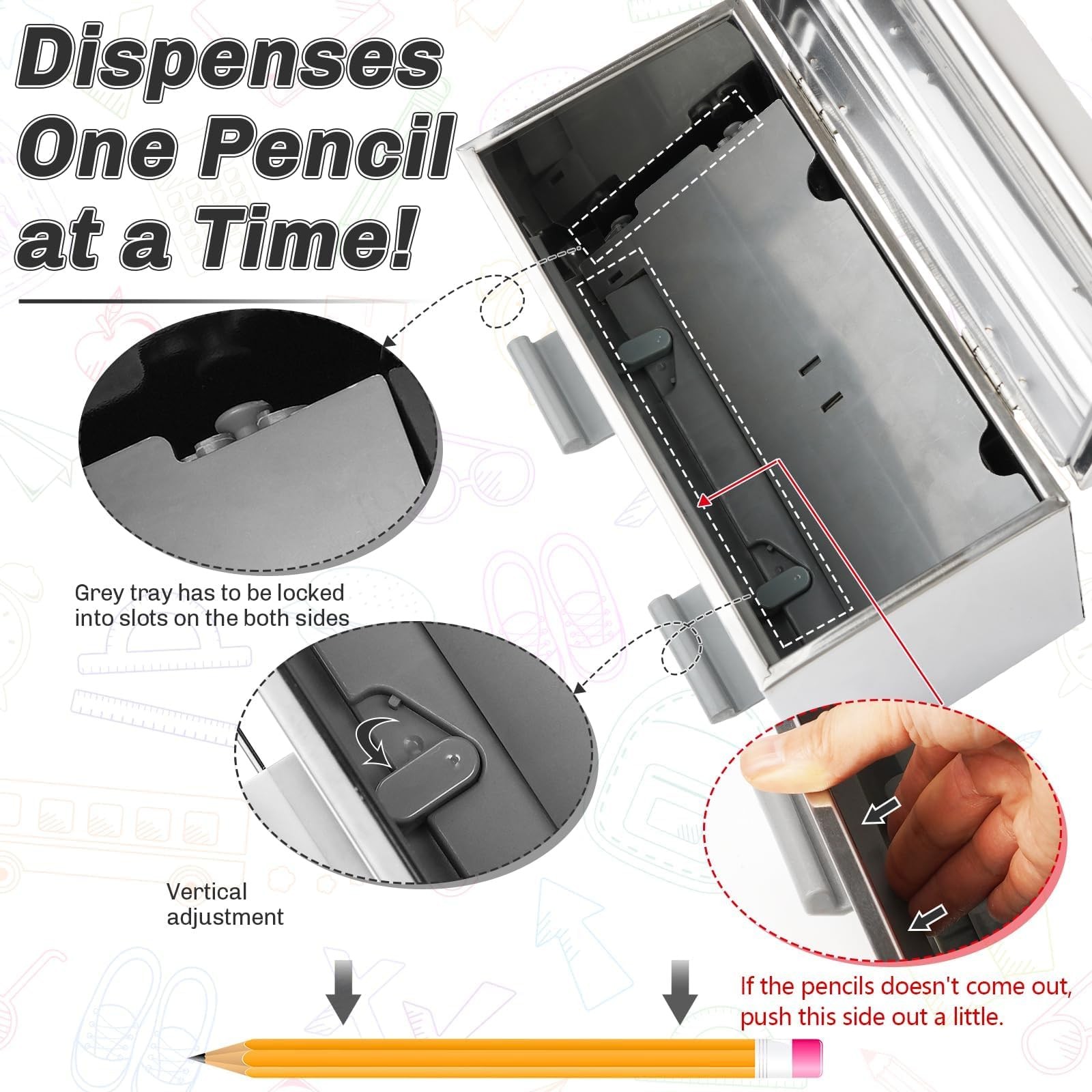 Stainless Steel Pencil Dispenser/Pen Holder for Classroom Home Restaurant for…