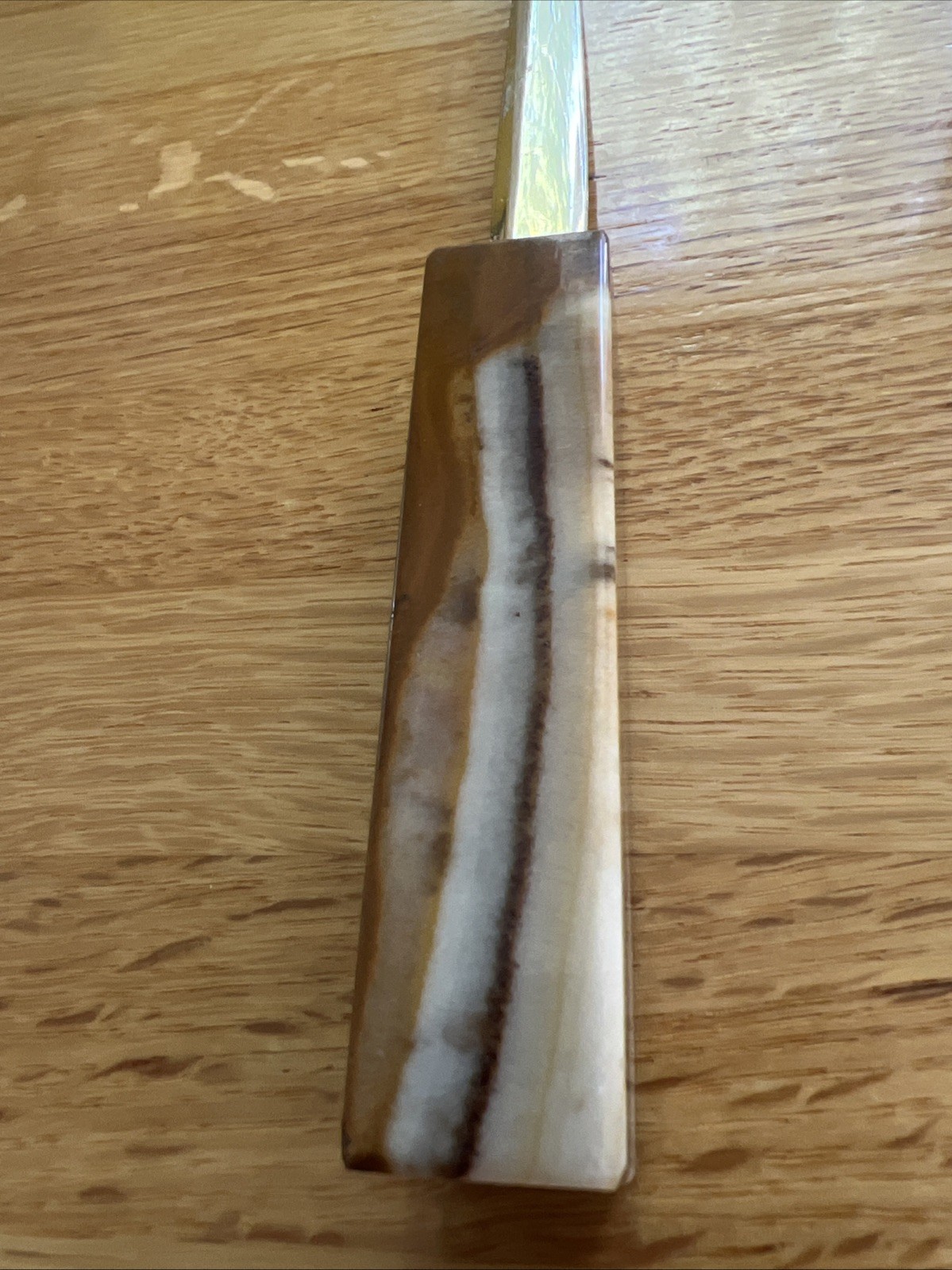 Marble And Brass Finish Letter Opener Desk Accessory