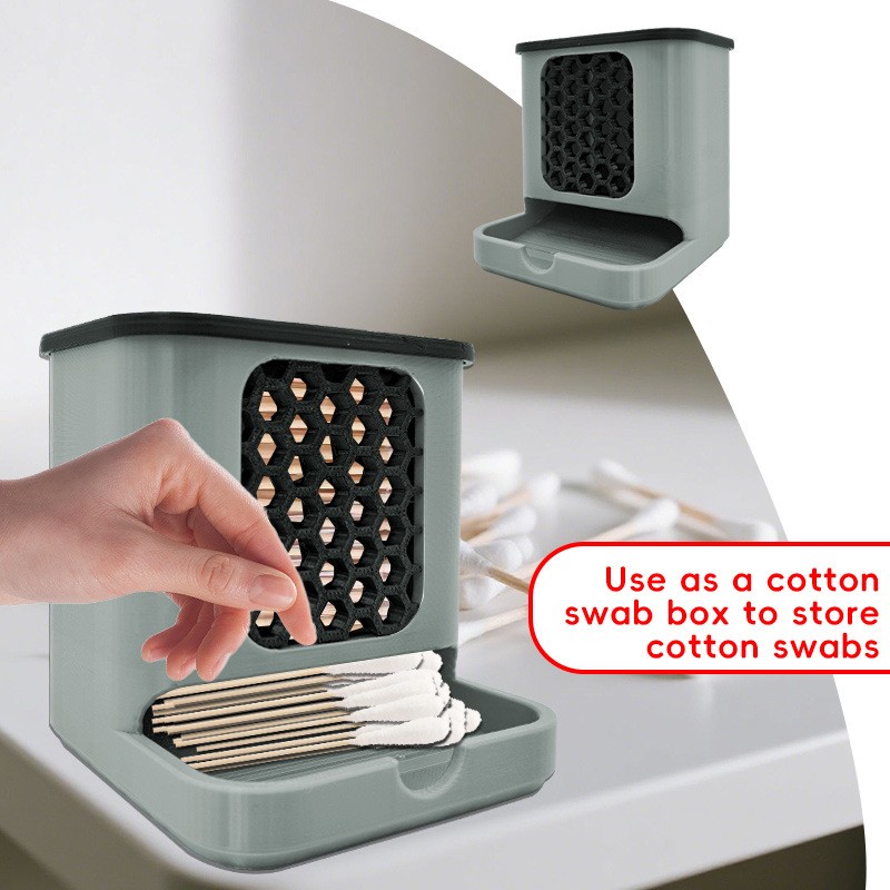 Modern Sleek Decorative Compact Lightweight Desktop Honeycomb Cotton Swab Holder
