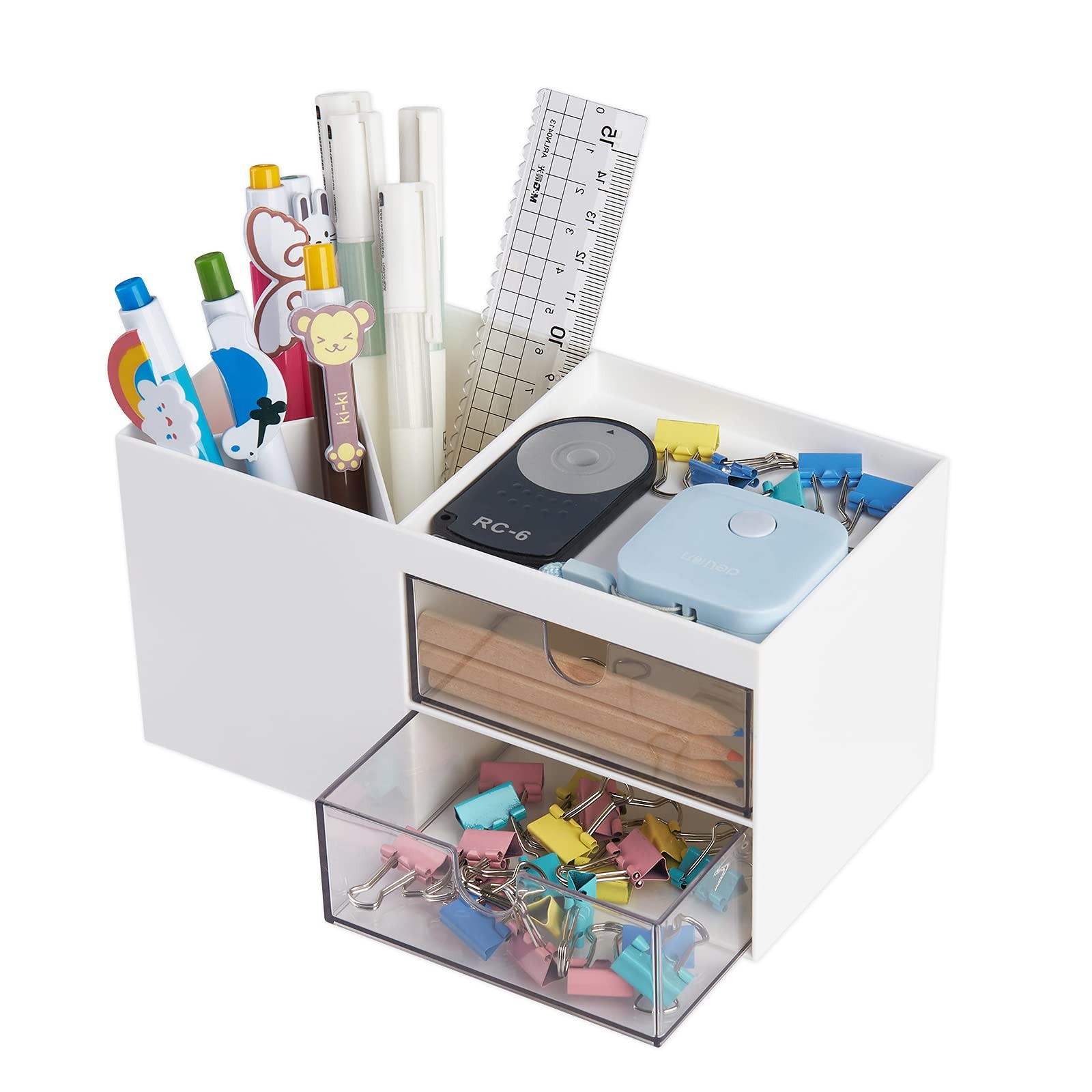 LETURE Office Desk Organizer with drawer, Supplies and White