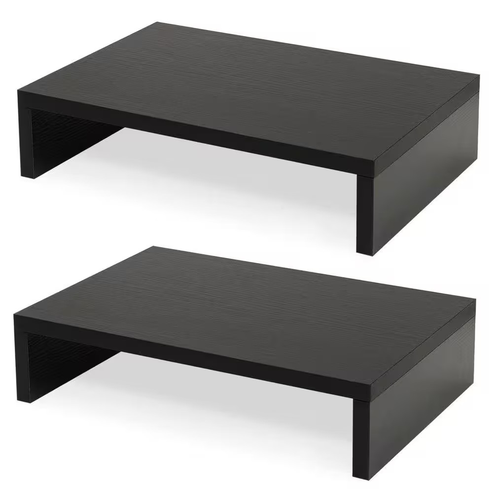 Black 14 In. X 3.3 In. Wood Minimal Desk Organizer Stand, 2-Pack