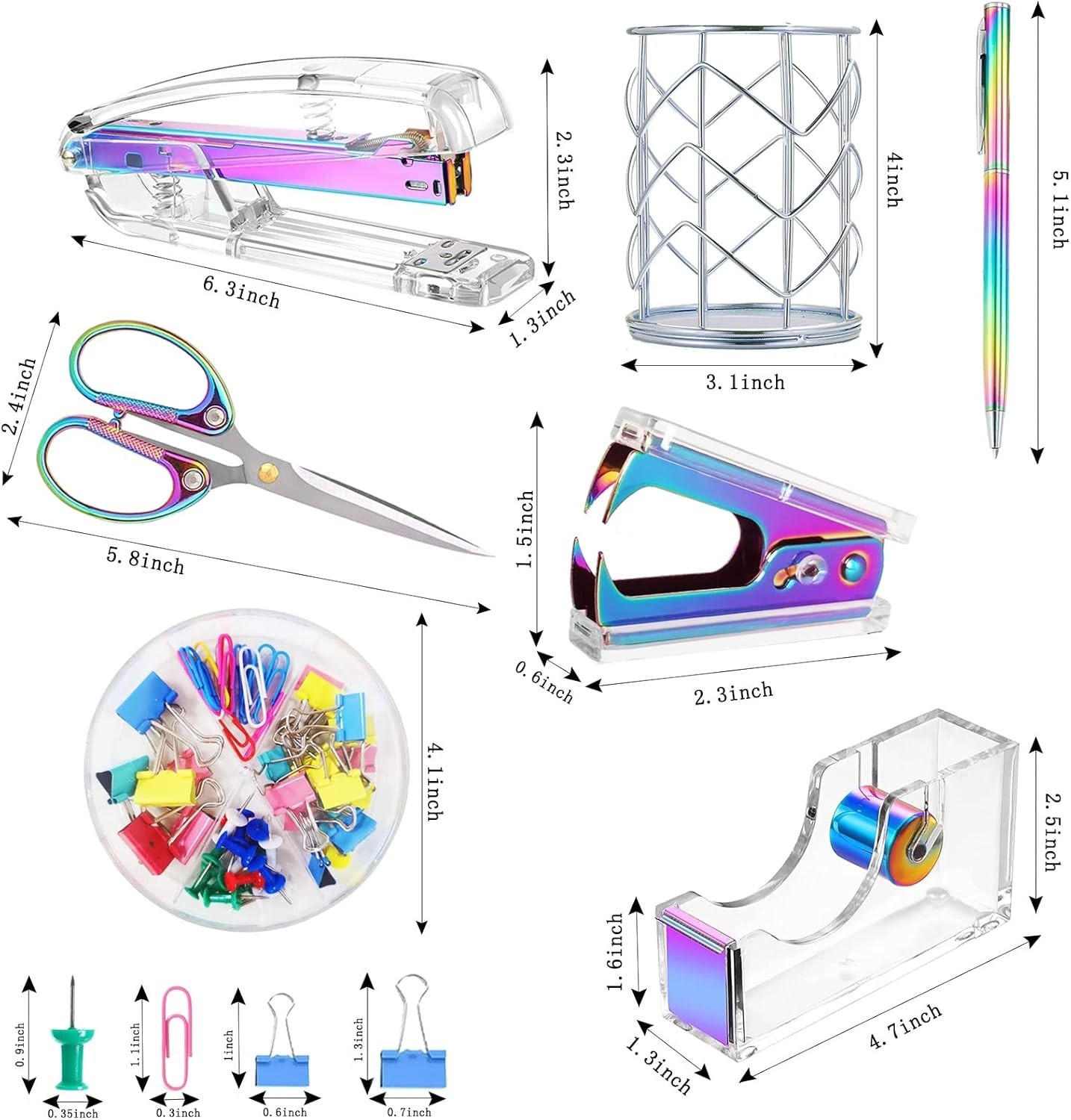 Professional Multicolor Acrylic Office Supplies Set – Stapler, Tape & More